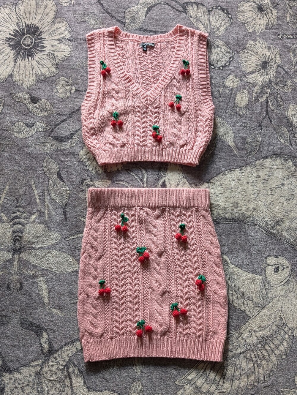 Knit Cherry Skirt Set